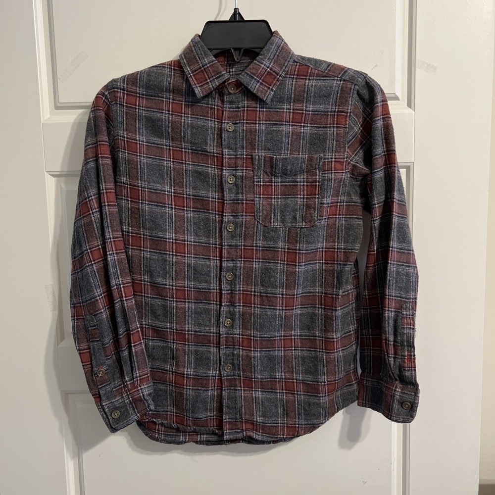First Wave Casual Button‎ Down Flannel Shirts Gray Size Medium 10/12 Dillards